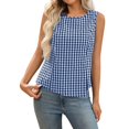 thumbnail image 1 of Tank Tops For Women Blue Womens Tops Fashion Sleeveless Plaid Neck Cropped Summer Womens Tank Tops, 1 of 5