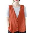thumbnail image 1 of Tank Tops For Women Cotton Linen Vest Casual Loose V Neck Sleeveless Vests With Pockets Camisole Tops For Women, 1 of 7