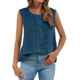 thumbnail image 1 of Tank Tops For Women Fashionable Casual Solid Color Pleated Cotton And Linen Top Sleeveless Shirt And Vest Camisole Tops For Women, 1 of 7