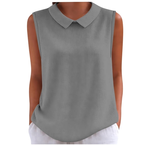 Tank Tops For Women Gray Womens Tops Fashion For Cute Sleeveless Collared Casaul Work Loose Fit Knitted Vests Womens Tank Tops