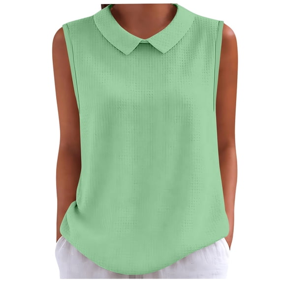 Tank Tops For Women Green Womens Tops Fashion For Cute Sleeveless Collared Casaul Work Loose Fit Knitted Vests Womens Tank Tops