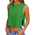 thumbnail image 1 of Tank Tops For Women Green Womens Tops Fashion Side Tie Cropped Summer Oversized Sleeveless Loose Fit High Neck Boxy Basic Tees Womens Tank Tops, 1 of 5
