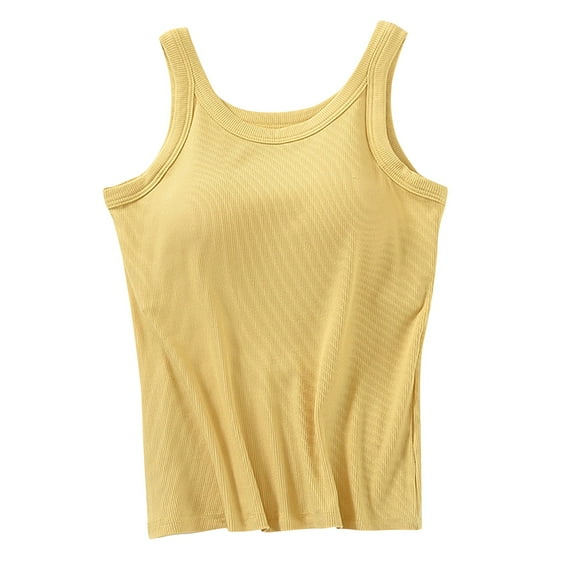 Tank Tops For Women Ladies' Solid Color Chest Pad Vest Suspender Wide Shoulder Vest Camisole Tops For Women