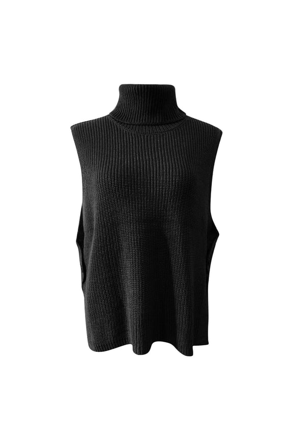 Tank Tops For Women Ladies' Solid Color Knit Turtleneck Pullover Loose Sleeveless Vest Camisole Tops For Women