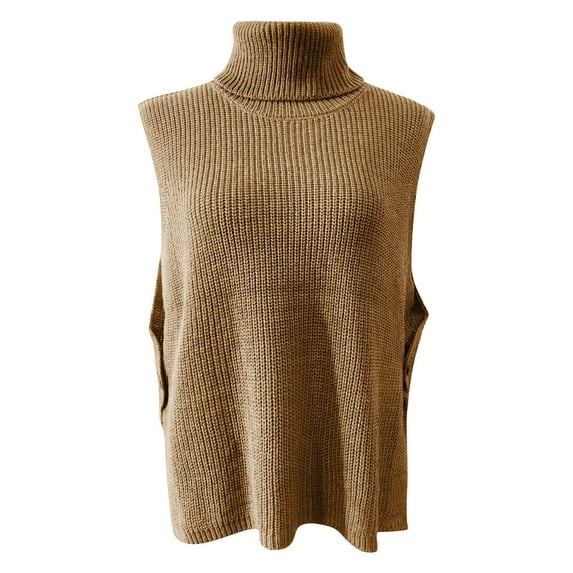 Tank Tops For Women Ladies' Solid Color Knit Turtleneck Pullover Loose Sleeveless Vest Camisole Tops For Women