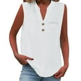 thumbnail image 1 of Tank Tops For Women Loose Button Shirt Top Stand Solid Color Sleeve Collar Casual Shirt Shirt Camisole Tops For Women, 1 of 7