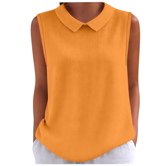 Tank Tops For Women Orange Womens Tops Fashion For Cute Sleeveless Collared Casaul Work Loose Fit Knitted Vests Womens Tank Tops