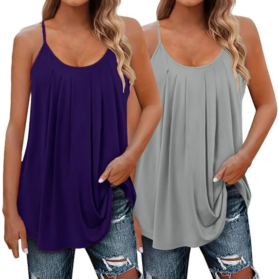 Tank Tops For Women Pleated Top Shirt Spaghetti Strap Camisole Fit Casual Sleeveless Summer Tank Tops Fashion Shirt Camisole Tops For Women