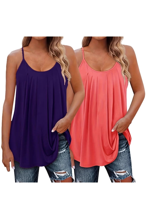 Tank Tops For Women Pleated Top Shirt Spaghetti Strap Camisole Fit Casual Sleeveless Summer Tank Tops Fashion Shirt Camisole Tops For Women