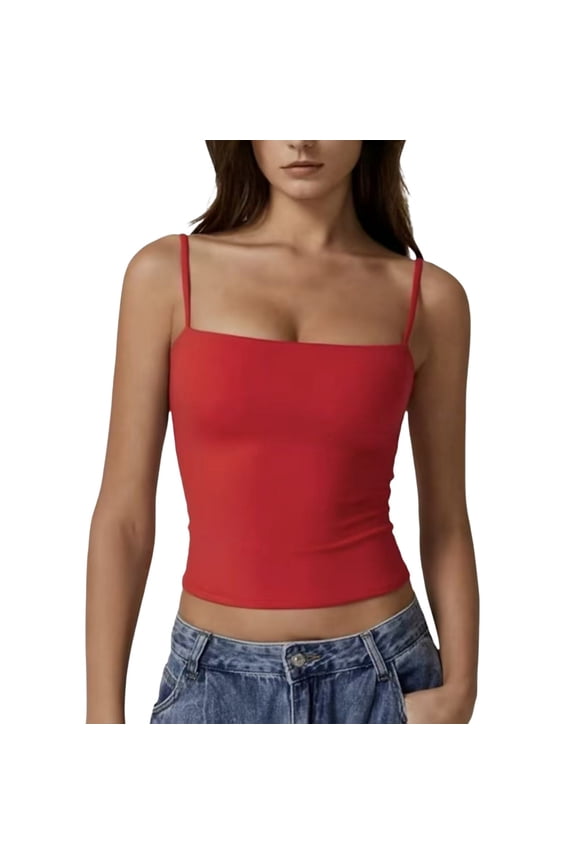 Tank Tops For Women Red Skinny Color Adjustable Camisole Womens Tank Tops
