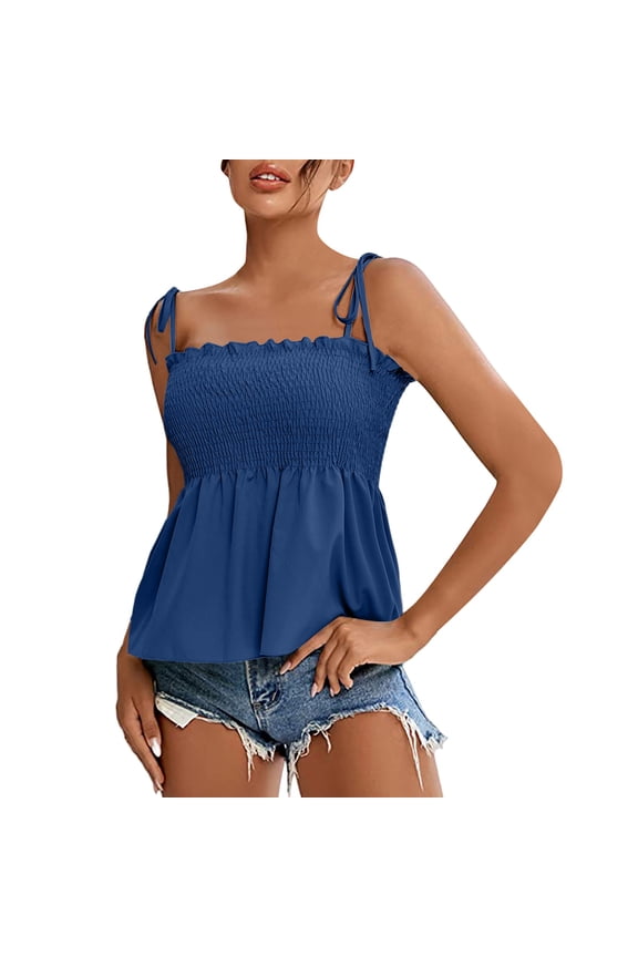 Tank Tops For Women Shoulder Ruffle Sleeveless Blouse Tank Top Camisole Tops For Women