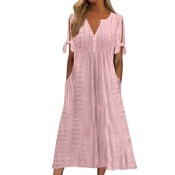 Tank Tops For Women Solid Color Fashionable Casual V Neck Short Sleeved Hollow Out Dress Camisole Tops For Women