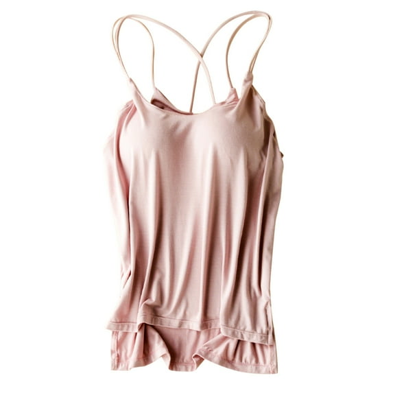 Tank Tops For Women Solid Color V Neck Beauty Back With Chest Pad Without Wearing Bra One Tank Top Sling Camisole Tops For Women