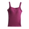 thumbnail image 1 of Tank Tops For Women Solid Color With Chest Pad Bra One Tank Top Sling Camisole Tops For Women, 1 of 6