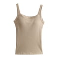 thumbnail image 1 of Tank Tops For Women Solid Color With Chest Pad Bra One Tank Top Sling Camisole Tops For Women, 1 of 6