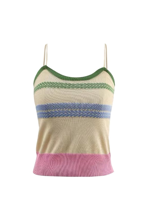 Tank Tops For Women Summer Braid Color Stripe Halter Vest Knitted Inner Vest Sleeveless Top Camisole Tops For Women