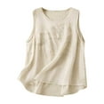 thumbnail image 1 of Tank Tops For Women Summer Cotton And Linen Embroidered Solid Color Vest Camisole Tops For Women, 1 of 7