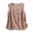 thumbnail image 1 of Tank Tops For Women Summer Cotton And Linen Embroidered Solid Color Vest Camisole Tops For Women, 1 of 7