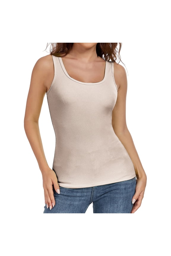 Tank Tops For Women Tank Top For Summer Sleeveless Neck Ribbed Workout Tank Tops Slim Basic Tee Shirts Camisole Tops For Women