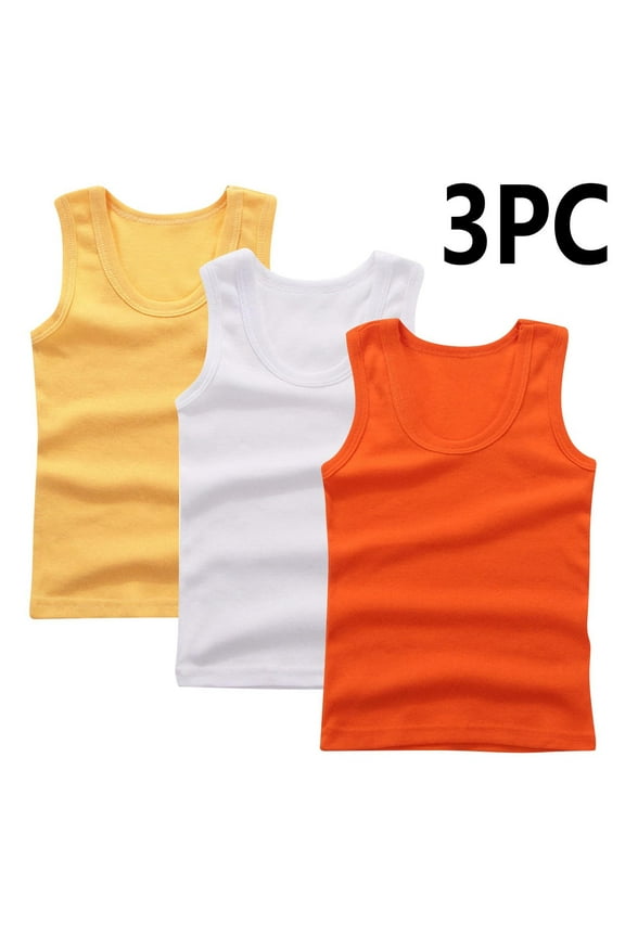 Tank Tops for Girls on Slae 3-Pack Toddler Girls Tank Tops - Unisex Boys Girls Sleeveless Tanks Undershirts - Kids Solid Workout Sports Running Breathable Yoga Tank Tops New Orange 4T