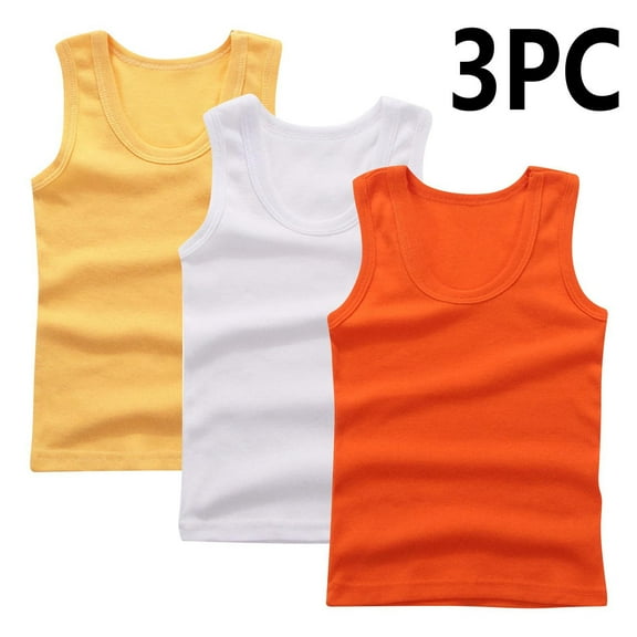 Tank Tops for Girls on Slae 3-Pack Toddler Girls Tank Tops - Unisex Boys Girls Sleeveless Tanks Undershirts - Kids Solid Workout Sports Running Breathable Yoga Tank Tops New Orange 4T