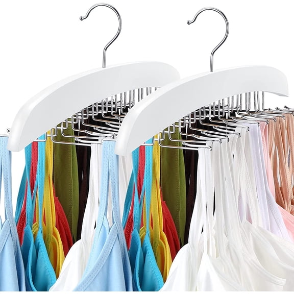 Tank Tops Hanger Bra Hangers Space Saving Hanger Metal Folding Closet Organizer for Tank Tops, Cami, Bras, Bathing Suits, Belts, Ties,White,2pack,F179225