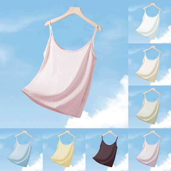 Tank Tops Loose Tank Tops for Women Fashion Women's Casual Loose And Comfortable Solid Color Sleeveless Round-Neck Camisoles Light Blue L