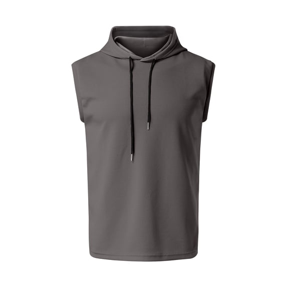 Tank Tops Men, Awwp Sleeveless Casual Hoodie Shirts, Solid Color Shirts for Men Grey L