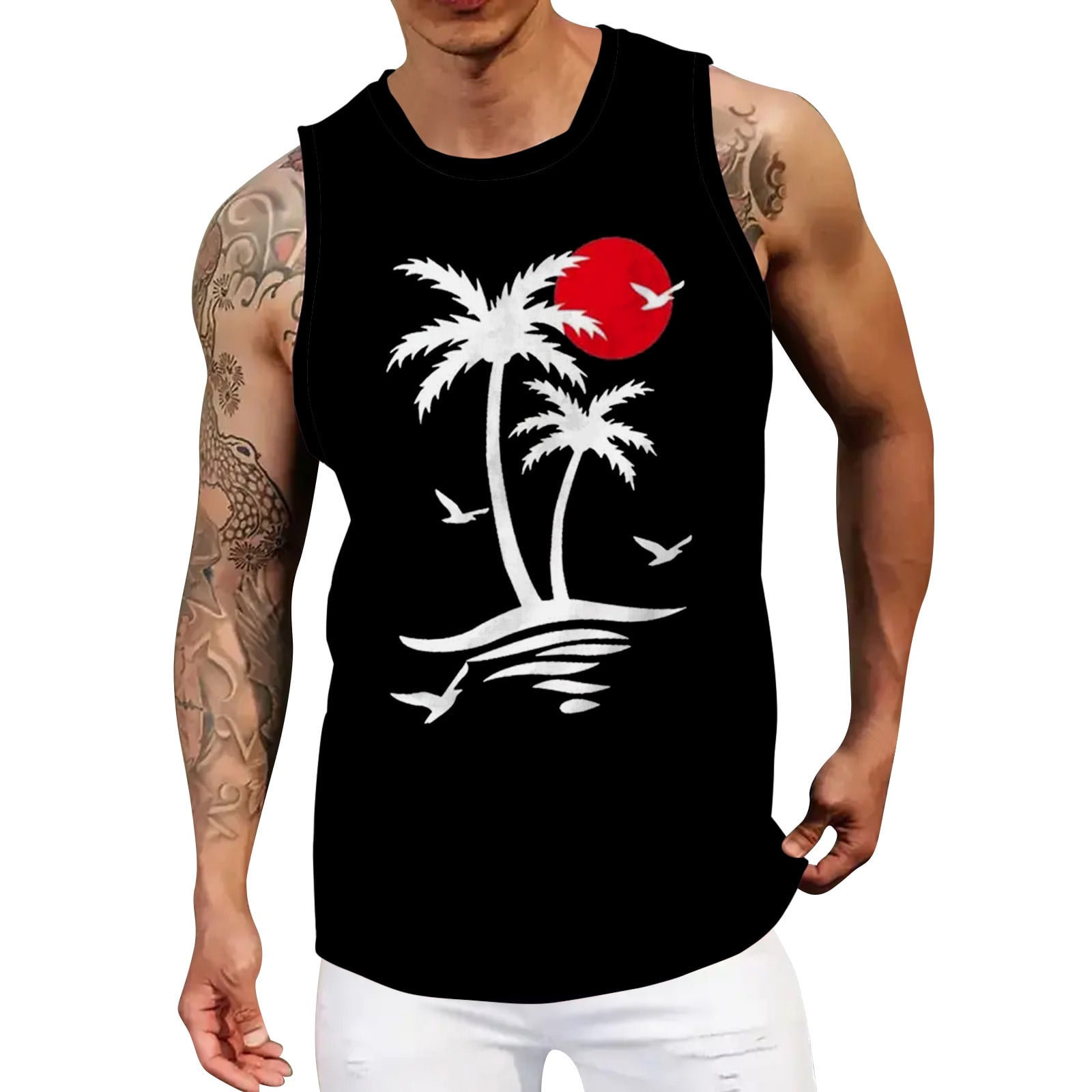Tank Tops Men Beach Summer Vacation Beach Hawaii Digital 3D Printed Top