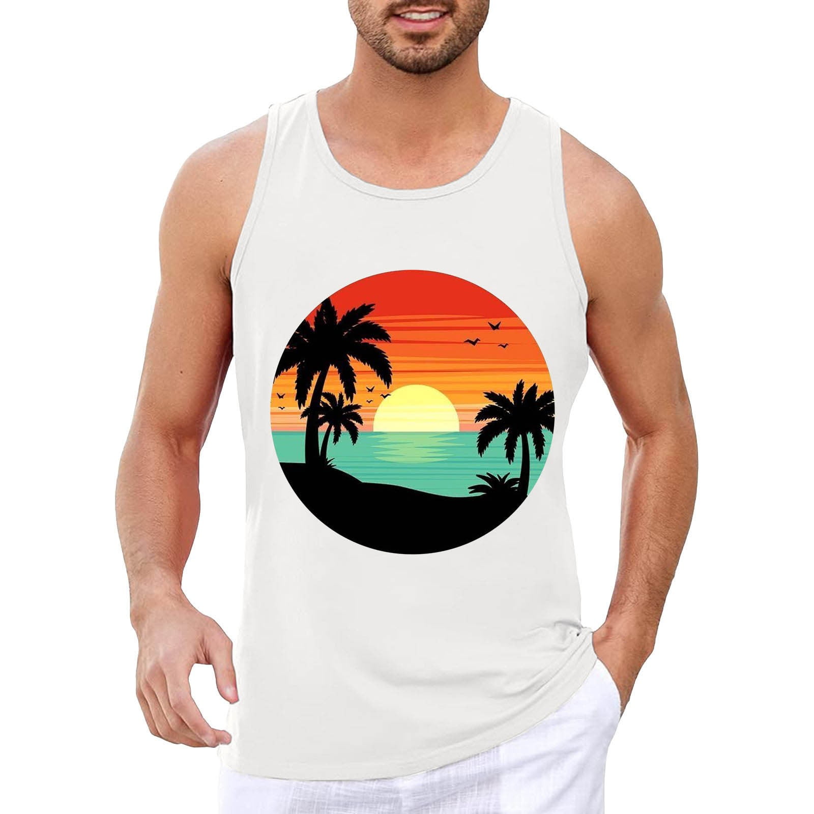Tank Tops Men Beach Summer Vacation Beach Hawaii Digital 3D Printed Top