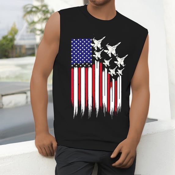 Tank Tops Men Casual Crewneck Sleeveless Graphic T Shirts Summer Loose Running Beach Athletic Lightweight Vest Black XXXXL