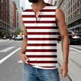 thumbnail image 1 of Tank Tops Men Casual Loose Striped Sleeveless V Neck T Shirts Summer Outings Comfortable Lightweight Vest Red L, 1 of 4