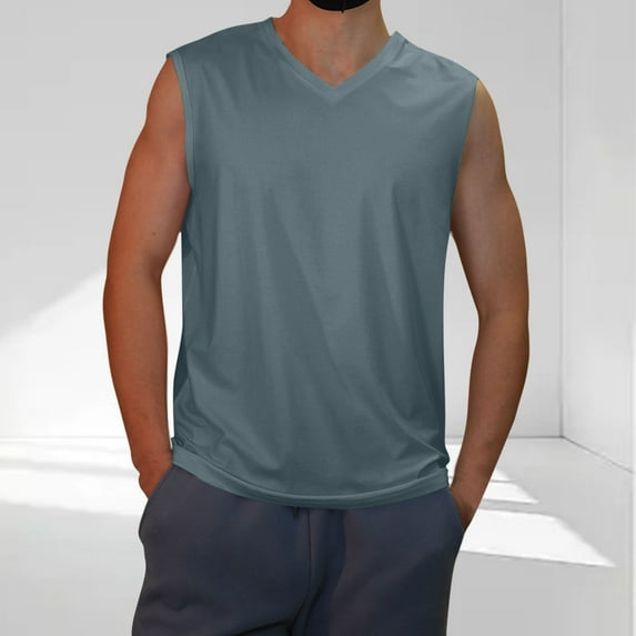 Tank Tops Men Casual Tank Tops Summer Tanks Tank Tops Men Casual Men's Casual Solid Color Sleeveless V-Neck Cool Interior with Fashionable Tanks