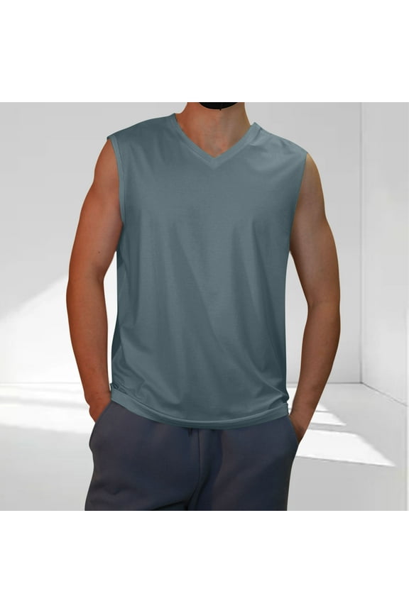 Tank Tops Men Casual Tank Tops Summer Tanks Tank Tops Men Casual Men's Casual Solid Color Sleeveless V-Neck Cool Interior with Fashionable Tanks