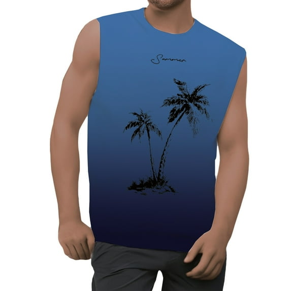 Tank Tops Men Crewneck Sleeveless Graphic T Shirts Summer Casual Loose Workout Beach Muscle Breathable Vests OTHER L
