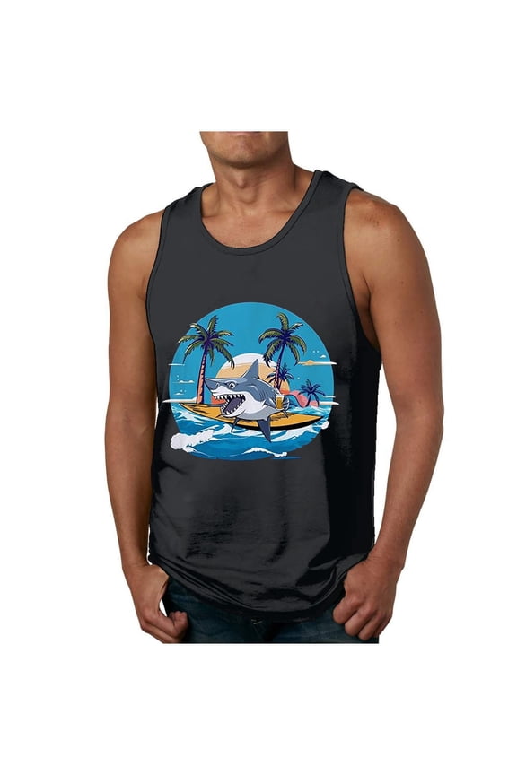 Tank Tops Men Funny Sleeveless Crewneck Graphic T Shirts Casual Beach Summer Athletic Muscle Breathable Vests Black L