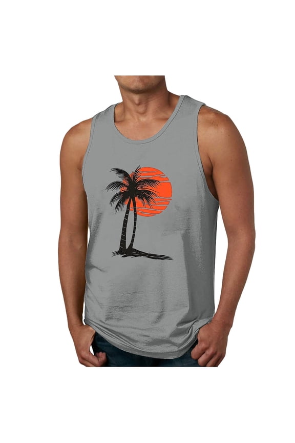 Tank Tops Men Graphic,New Men's Gradient 3D Print Tank Top Casual Sports Sleeveless Round Neck T-Shirt Tank Top/Shirt Blouses,Gray M