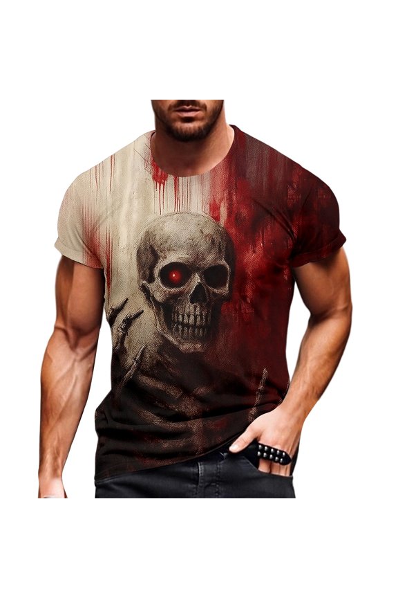 Tank Tops for Men Gym Athletic Street Style Muscle Shirt Male Print Halloween Theme Casual Crewneck Graphic Plus Size Shirt Printed Solid Color Short Sleeve Top T Shirt
