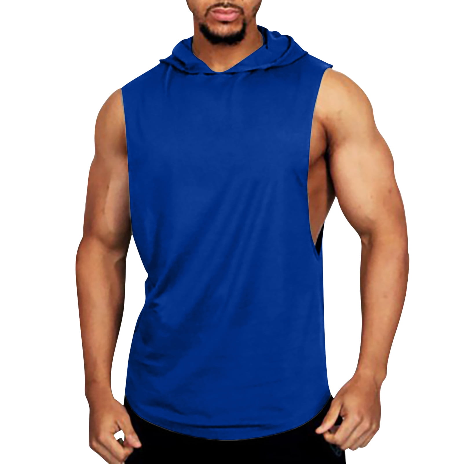 Tank Tops Men Gym Spring And Summer Hooded With Solid Color Mens