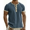 thumbnail image 1 of Tank Tops Men Henley Shirts Cotton Linen Sleeveless Muscle Gym Workout Running Beach Summer Vintage Button Tank Tops, 1 of 5