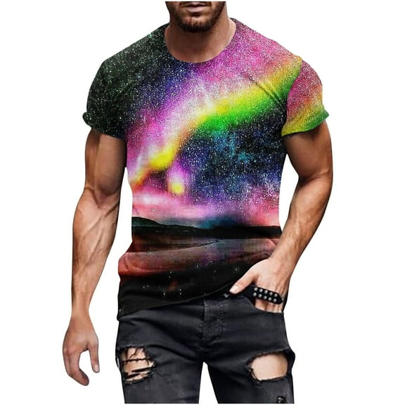 Tank Tops Men Horse Retro Printing Round Neck Short-sleeved Men's Spring and T-shirt Oversized T Shirts for Men White T Shirts for Men Shirts for Men New Arrival Purple 2XL