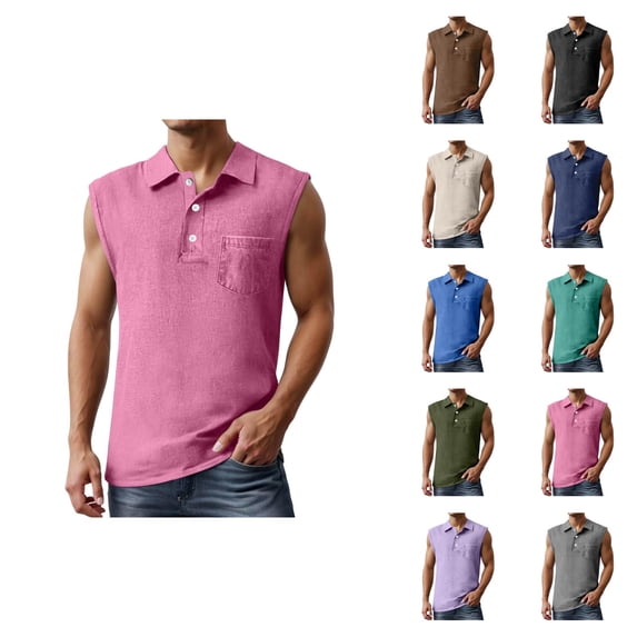 Tank Tops Men Lightweight Breathable Collared Sleeveless Polo Shirt Summer Casual Vacation Beach Outfits