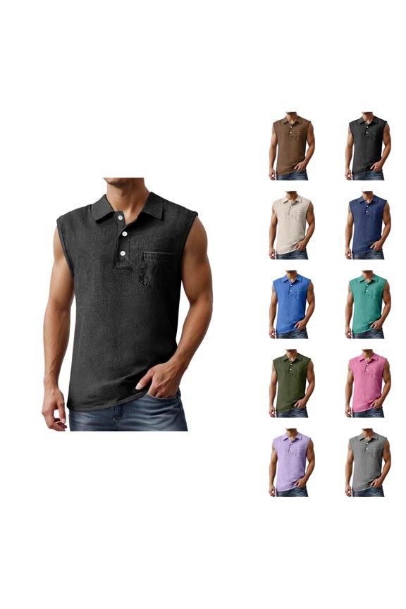 Tank Tops Men Lightweight Breathable Collared Sleeveless Polo Shirt Summer Casual Vacation Beach Outfits