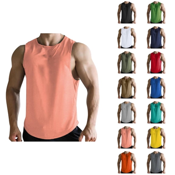 Tank Tops Men Lightweight Breathable Crewneck Muscle Sleeveless Shirt Athletic Workout Running Gym Tanks