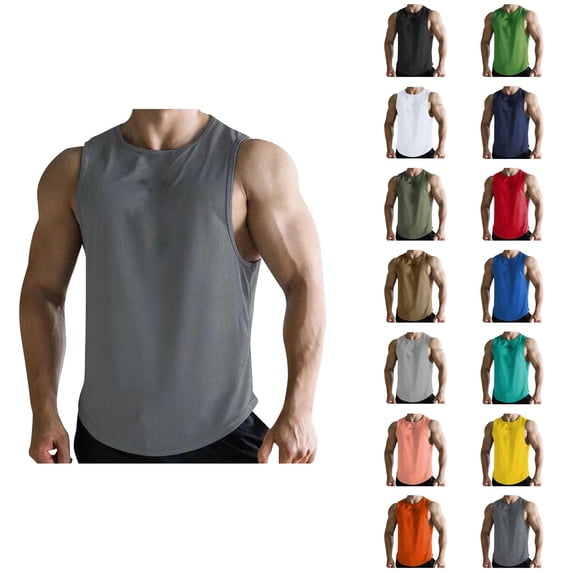 Tank Tops Men Lightweight Breathable Crewneck Muscle Sleeveless Shirt Athletic Workout Running Gym Tanks