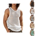 thumbnail image 1 of Tank Tops Men Lightweight Breathable Hollow out See through Crewneck Knitted Sleeveless Shirt Workout Gym Tanks, 1 of 6