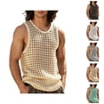 thumbnail image 1 of Tank Tops Men Lightweight Breathable Hollow out See through Crewneck Knitted Sleeveless Shirt Workout Gym Tanks, 1 of 8