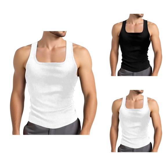 Tank Tops Men Lightweight Breathable Square Neck Slim Fit Muscle Sleeveless Shirt Athletic Workout Running Gym Tanks