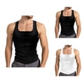 thumbnail image 1 of Tank Tops Men Lightweight Breathable Square Neck Slim Fit Muscle Sleeveless Shirt Athletic Workout Running Gym Tanks, 1 of 7