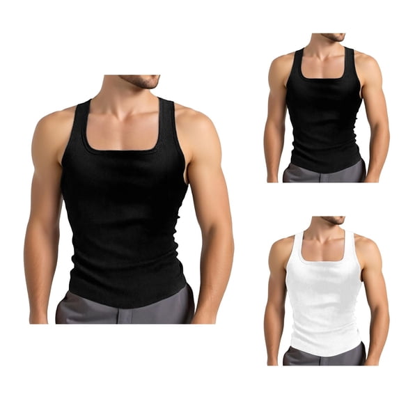 Tank Tops Men Lightweight Breathable Square Neck Slim Fit Muscle Sleeveless Shirt Athletic Workout Running Gym Tanks
